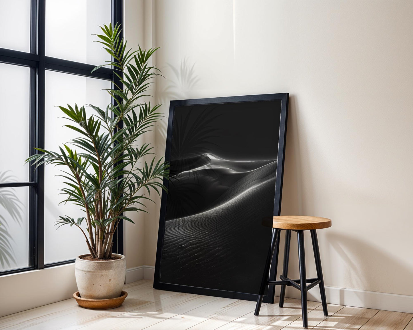 Botanical Photo | Monochrome Sand Dunes Art Print | Minimalist Black and White Photography wall art print, minimalist black and white poster, modern Scandinavian wall decor, Monohaus