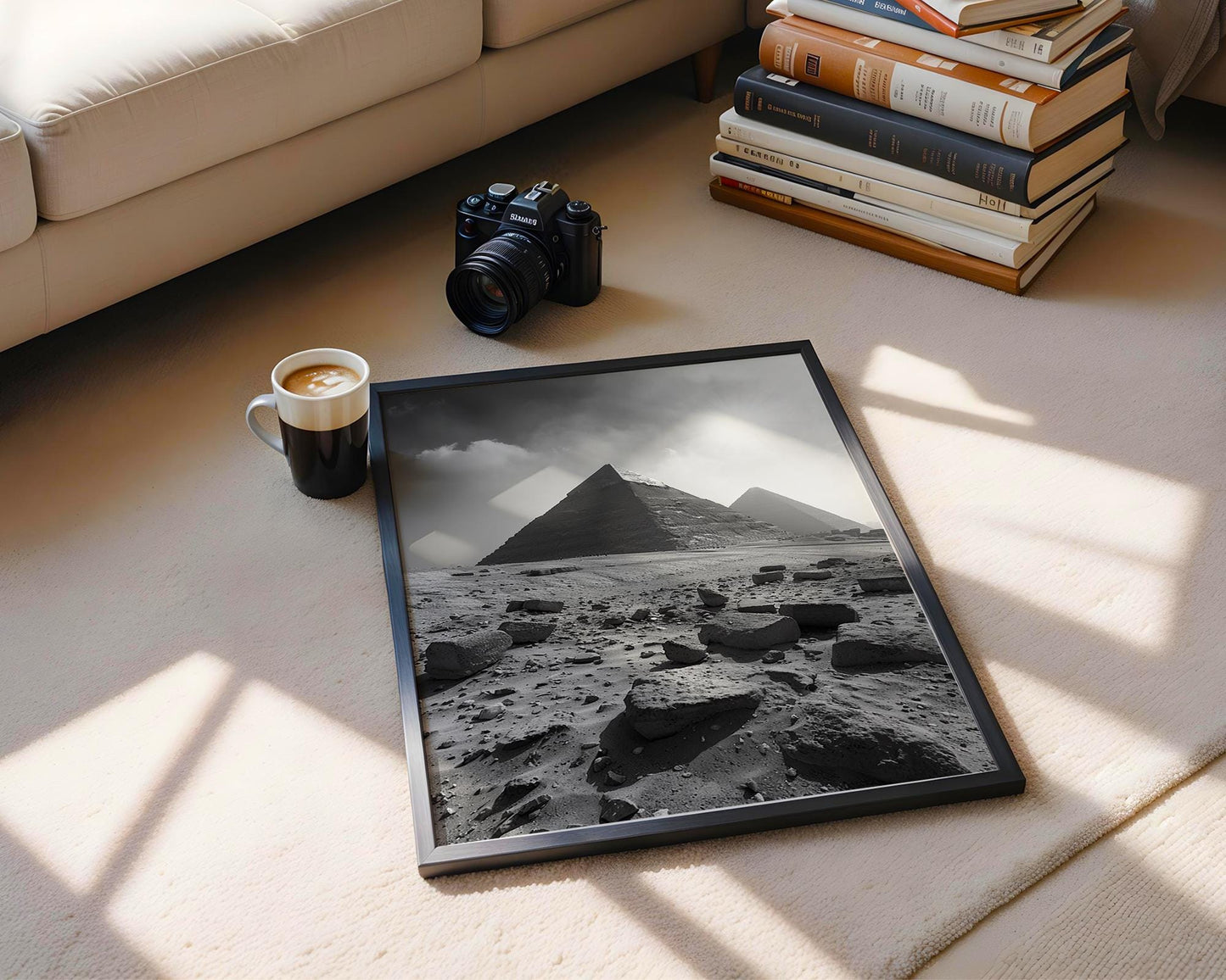 World Landmark | Giza Pyramids Photography Print | Minimalist Black and White Wall Art wall art print, minimalist black and white poster, modern Scandinavian wall decor, Monohaus
