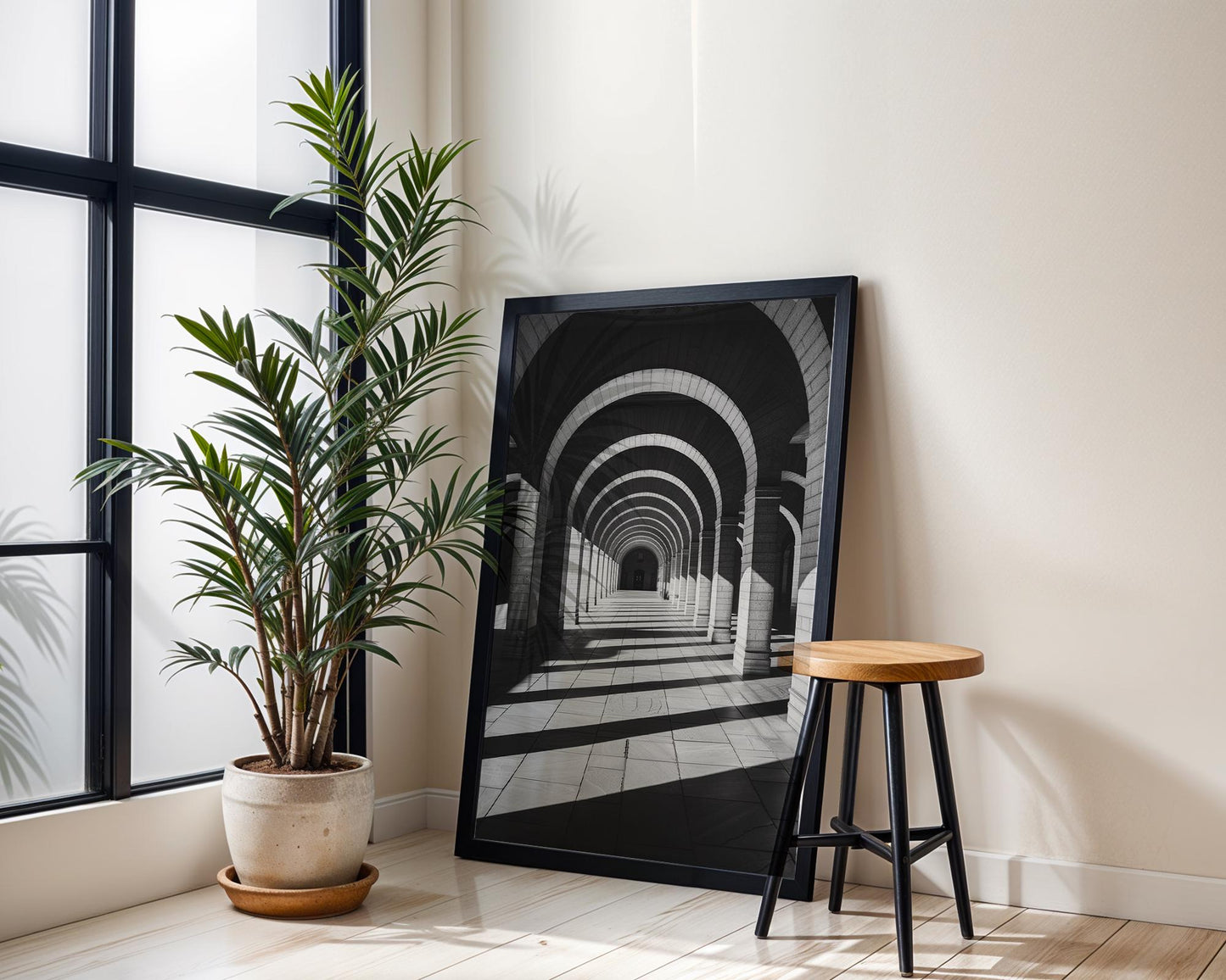 World Landmark | Madrid Cathedral Arches Print | Minimalist Black and White Photography