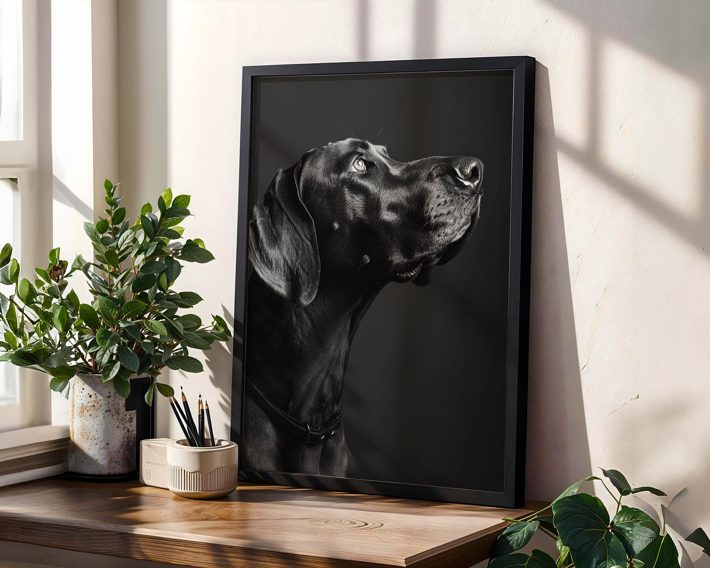 Great Dane Portrait | Elegant Black and White Dog Art Print wall art print, minimalist black and white poster, modern Scandinavian wall decor, Monohaus