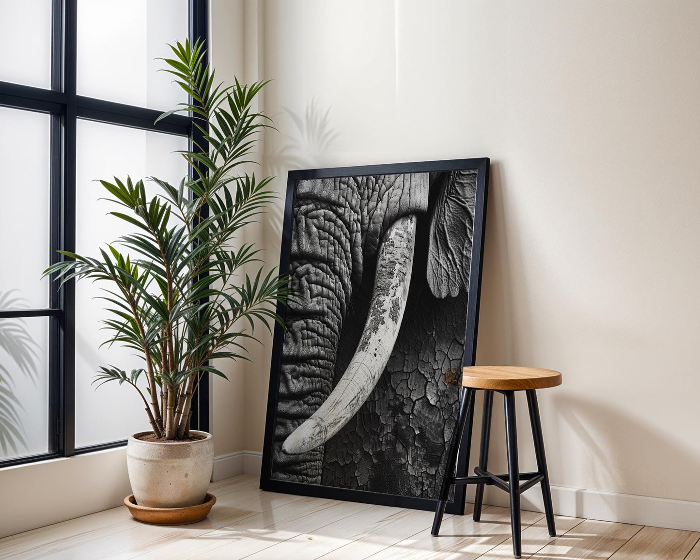 Wildlife Poster | Elephant Tusk Print | Minimalist  Photography, Modern Safari Decor wall art print, minimalist black and white poster, modern Scandinavian wall decor, Monohaus