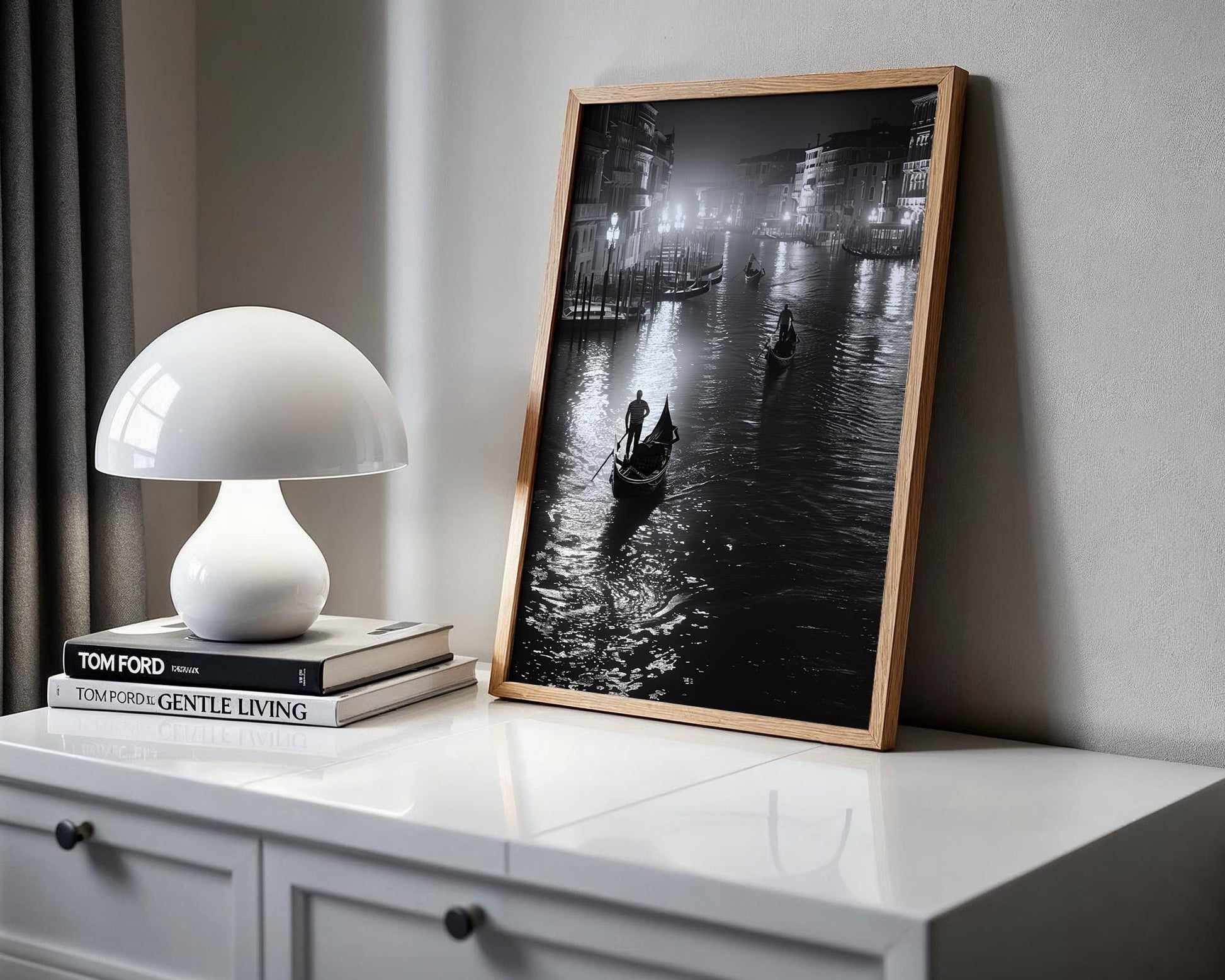 World Landmark | Venice Gondola Print | Black and White Italian Canal Photography wall art print, minimalist black and white poster, modern Scandinavian wall decor, Monohaus