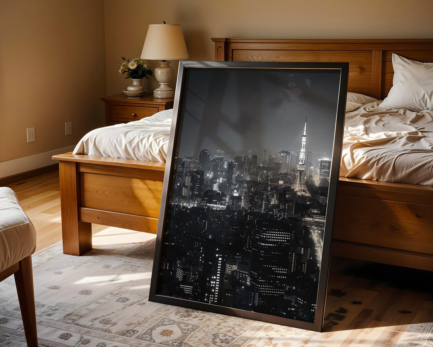 World Landmark | Tokyo Cityscape Print | Black and White Night Skyline Photography wall art print, black and white architectural poster, minimalist modern Scandinavian wall decor, Monohaus