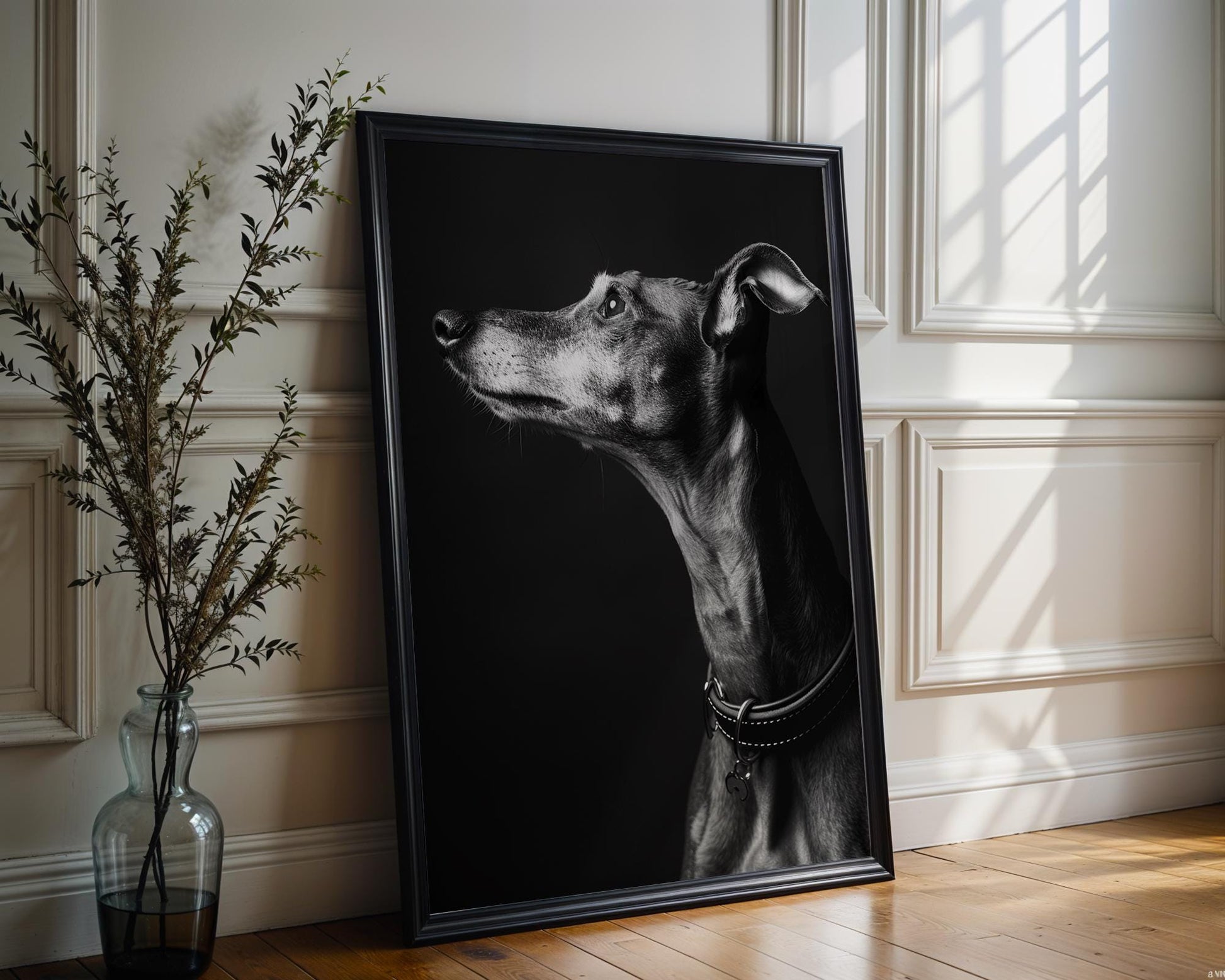Dog Photography Greyhound Print Black and White | Minimalist Whippet Fine Art wall art print, minimalist black and white poster, modern Scandinavian wall decor, Monohaus