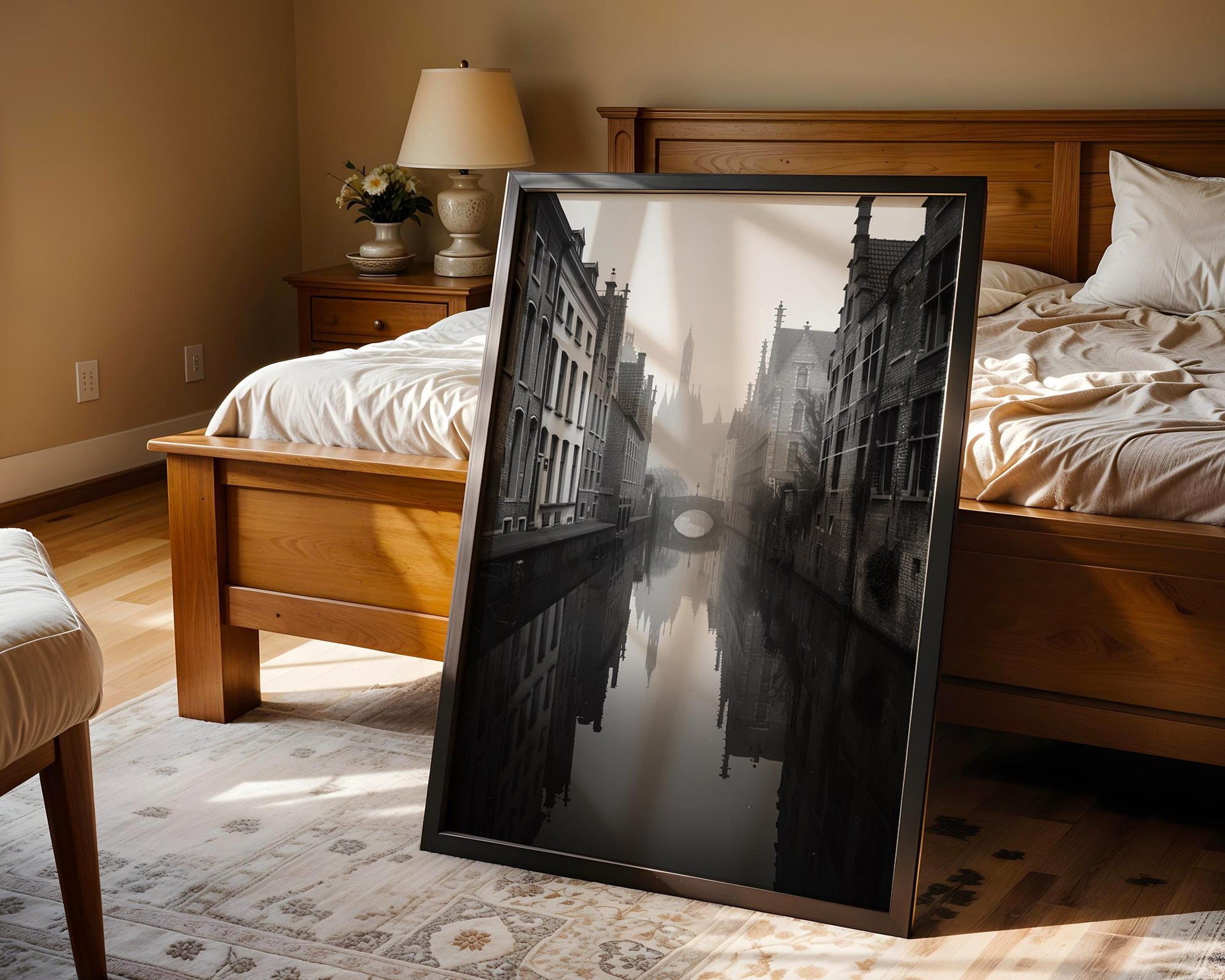 World Landmark | Bruges Belgium Print | Gothic Black & White Architecture Wall Art wall art print, black and white architectural poster, minimalist modern Scandinavian wall decor, Monohaus