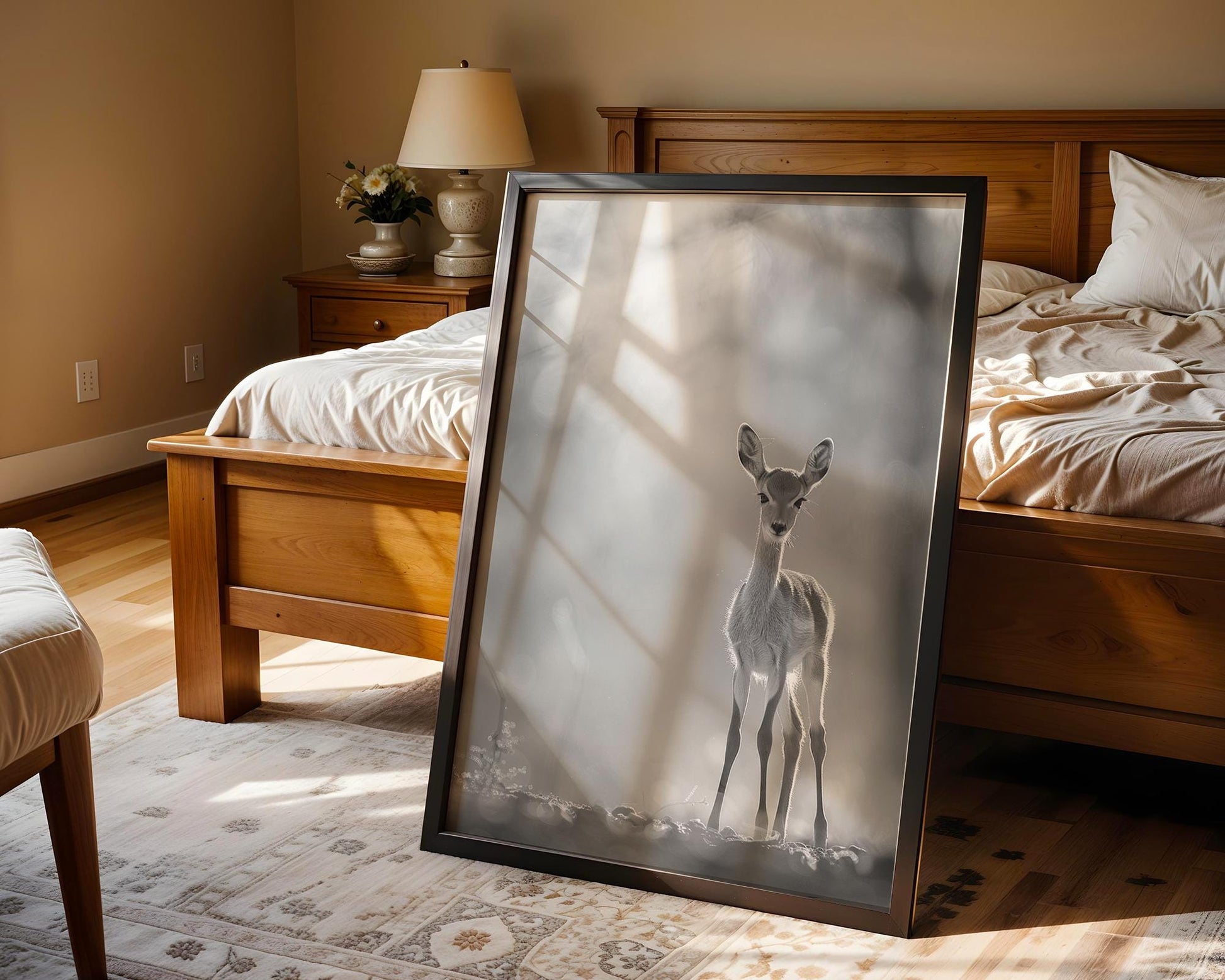 Wildlife Poster | Black & White Fawn Art Print | Minimalist Scandinavian Decor wall art print, minimalist black and white poster, modern Scandinavian wall decor, Monohaus