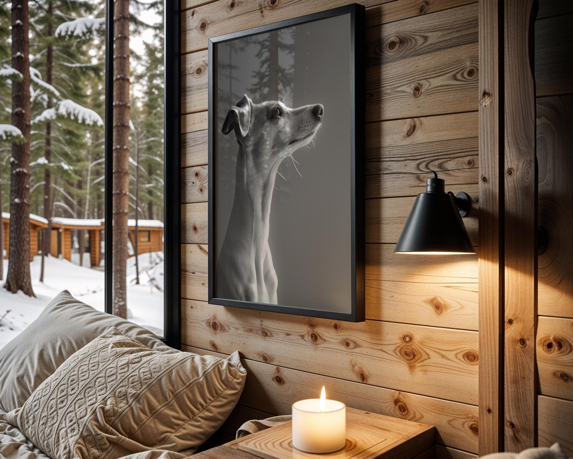 Dog Photography Grey Whippet Art Print | Minimalist Pet Lover Gift wall art print, minimalist black and white poster, modern Scandinavian wall decor, Monohaus