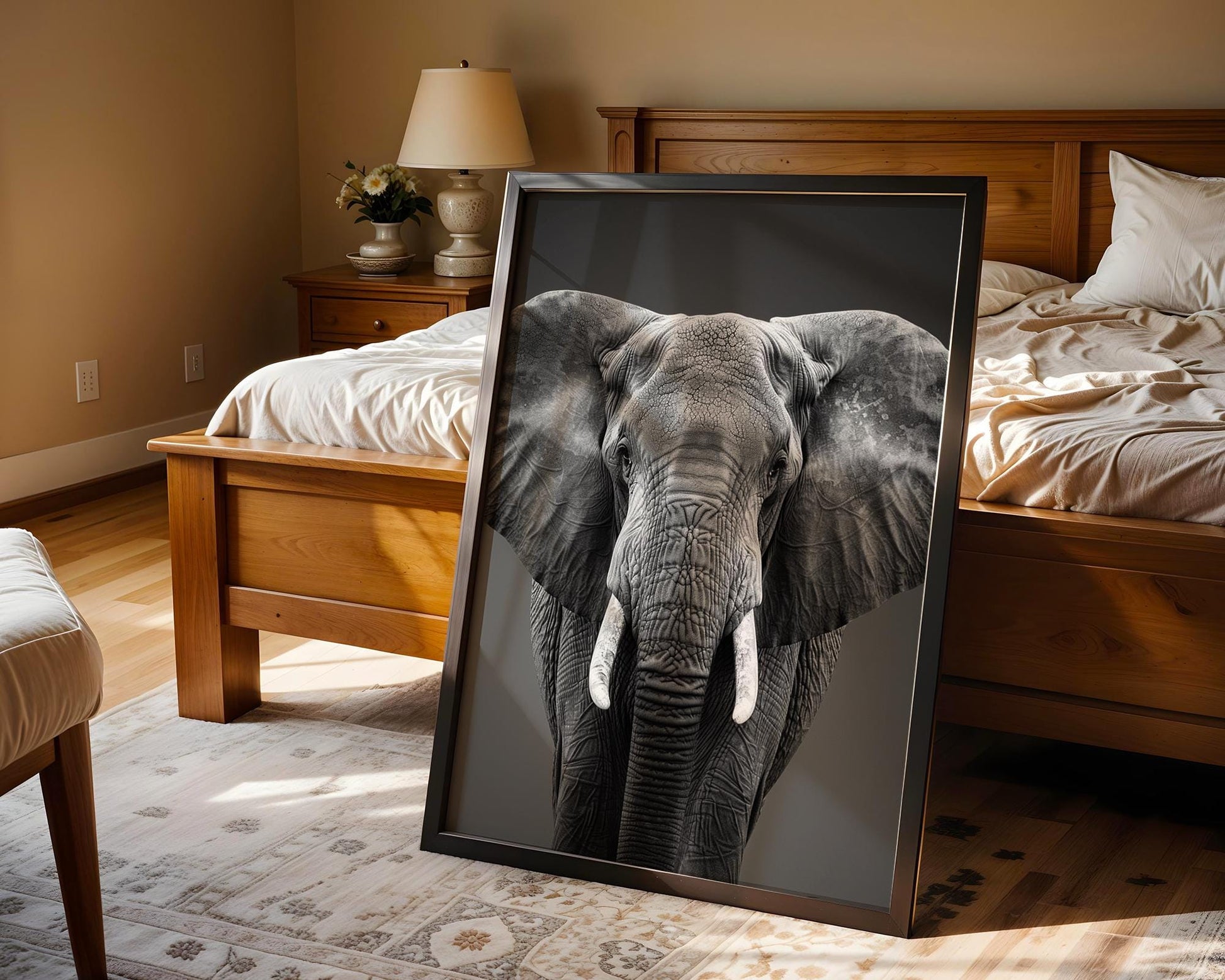 Wildlife Poster | Minimalist Elephant Portrait | Black & White Safari Animal Print wall art print, minimalist black and white poster, modern Scandinavian wall decor, Monohaus