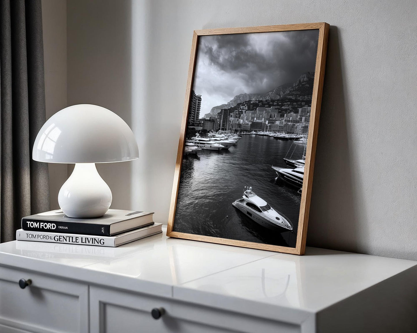 World Landmark | Monaco Marina Black and White Print | Port Hercules Yacht Photography