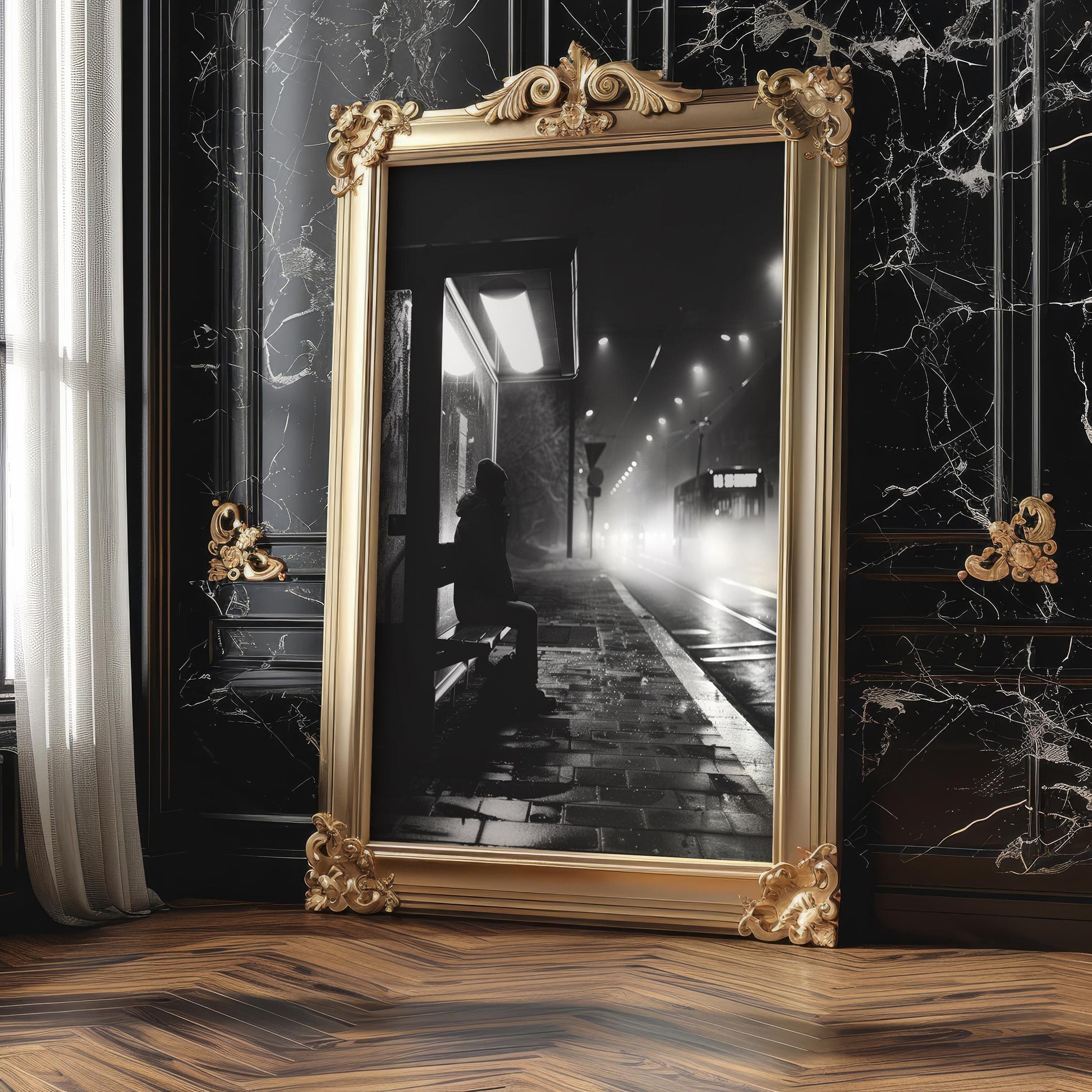 Urban Photography | Foggy Train Station Photography Print | Minimalist Black and White Wall Art black and white photo print, minimalist monochrome wall art poster for modern interiors, Monohaus