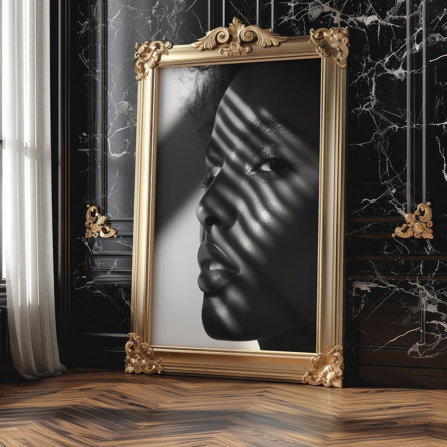 Minimal Wall Art | Black and White Minimalist Photography | Woman in Light & Shadow wall art print, minimalist black and white poster, modern Scandinavian wall decor, Monohaus