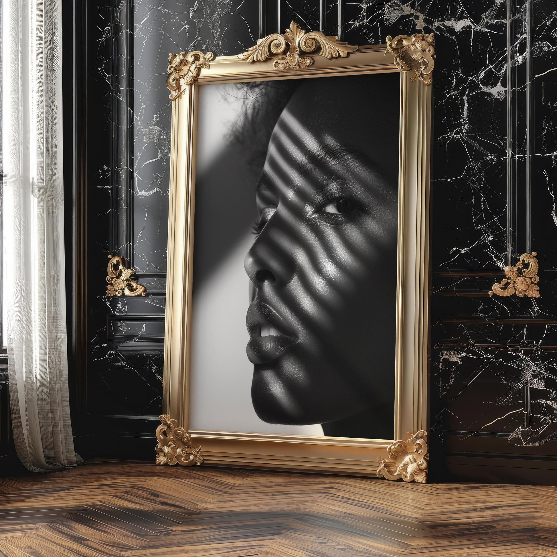 Minimal Wall Art | Black and White Minimalist Photography | Woman in Light & Shadow wall art print, minimalist black and white poster, modern Scandinavian wall decor, Monohaus