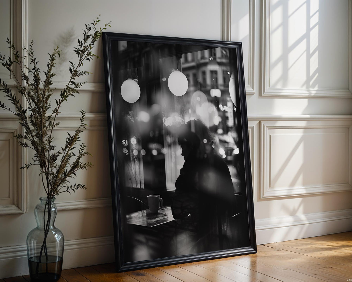 Urban Photography | Cafe Window Print | Moody Black and White Photography, Modern Minimalist Art black and white photo print, minimalist monochrome wall art poster for modern interiors, Monohaus