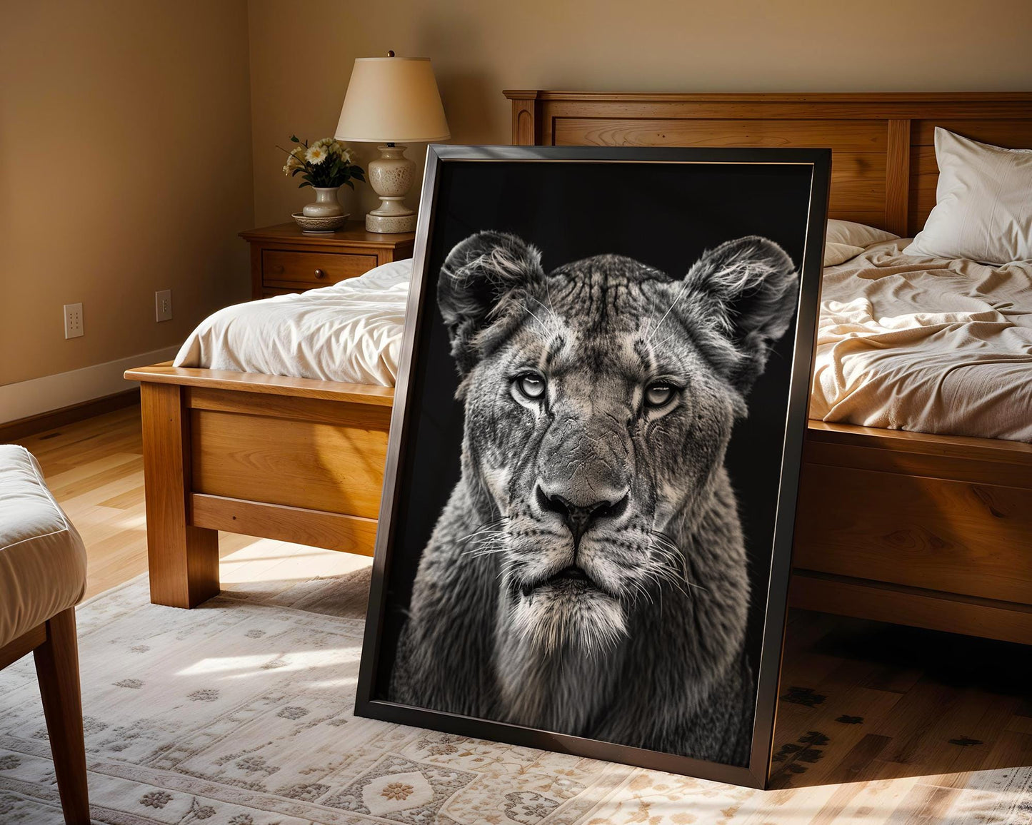 Wildlife Poster | Black & White Lioness Portrait | Minimalist Photography Print wall art print, minimalist black and white poster, modern Scandinavian wall decor, Monohaus