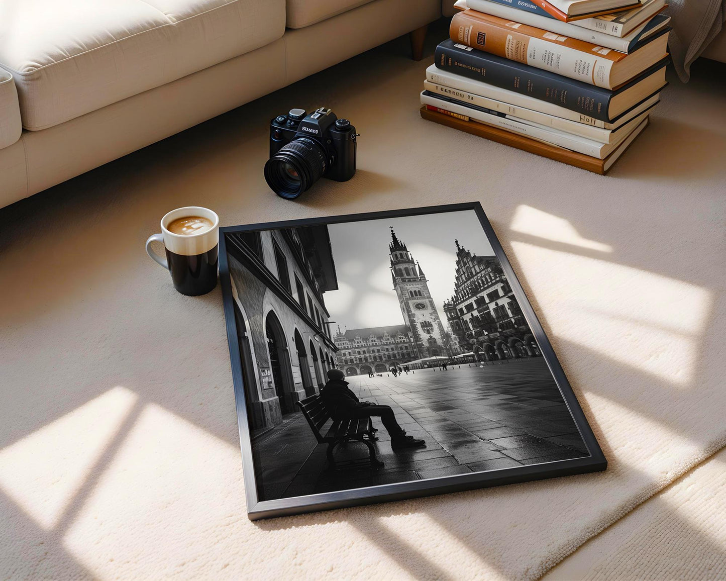 World Landmark | Marienplatz Munich Print | Black and White Architecture Photography