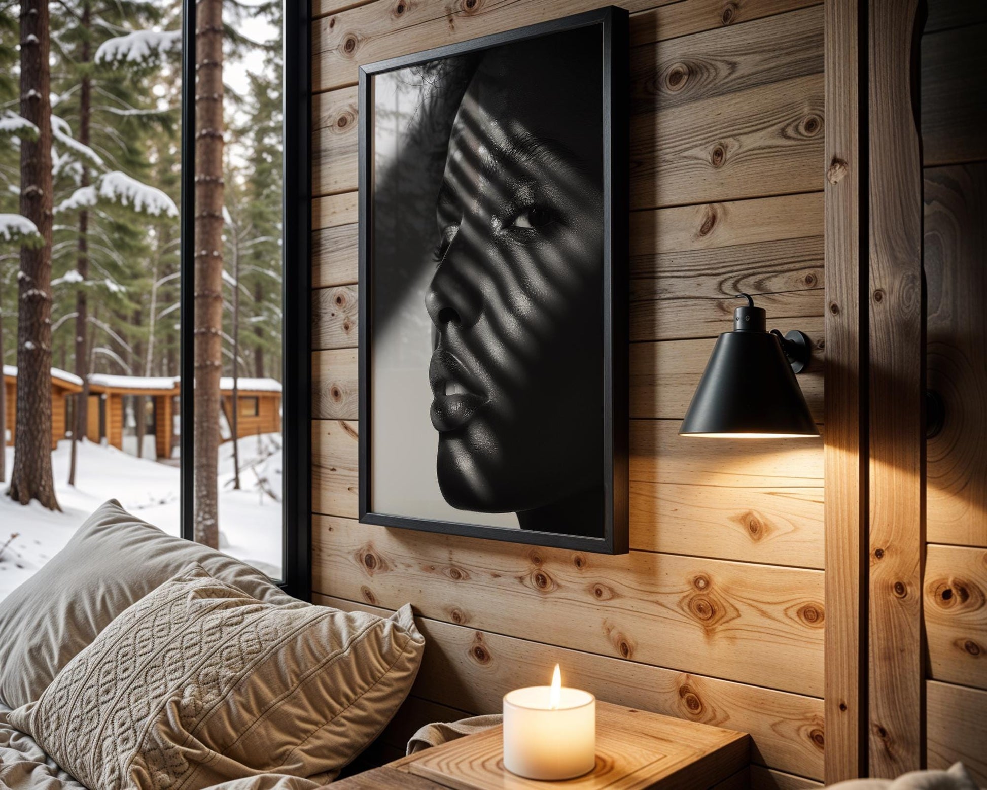 Minimal Wall Art | Black and White Minimalist Photography | Woman in Light & Shadow wall art print, minimalist black and white poster, modern Scandinavian wall decor, Monohaus