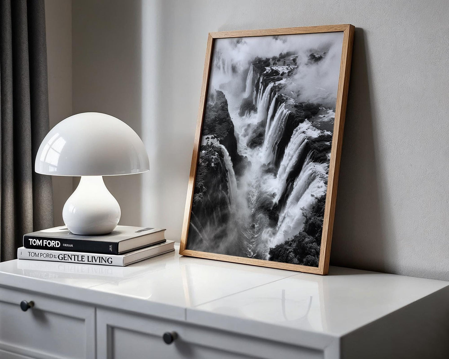 World Landmark | Iguazu Falls Photography Print | Black and White Nature Landscape wall art print, minimalist black and white poster, modern Scandinavian wall decor, Monohaus