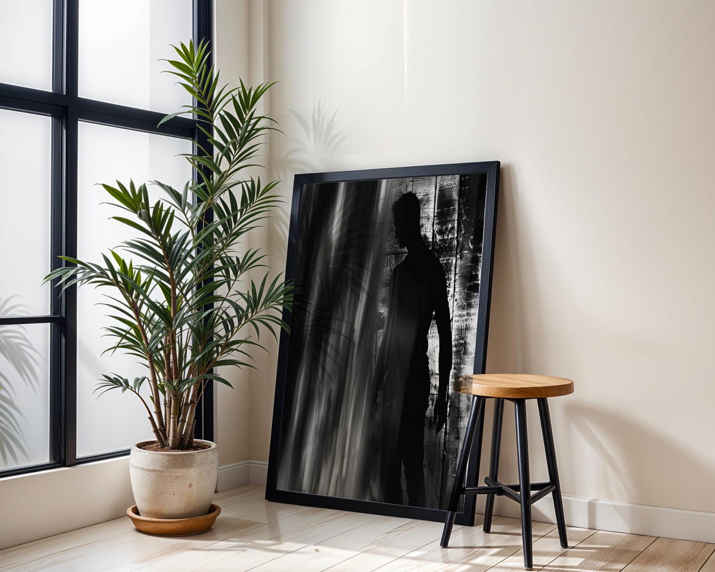 Minimal Wall Art Shadow Figure Study | Black and White Abstract Photography abstract wall art print, geometric minimalist poster, modern Scandinavian decor, Monohaus