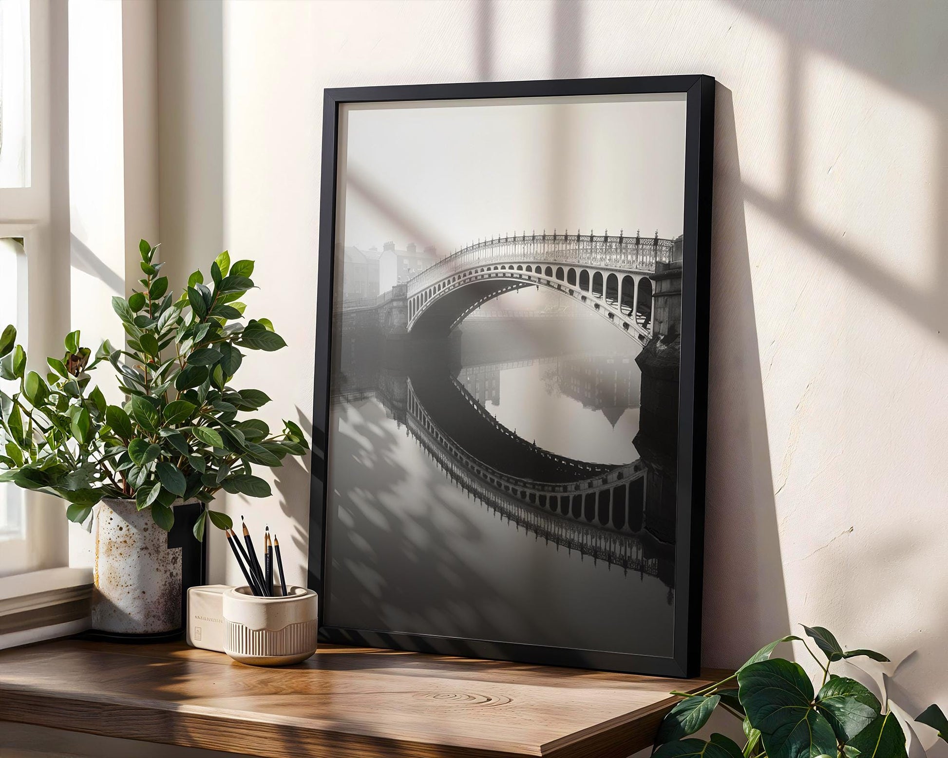 World Landmark | Ha'penny Bridge Dublin Print | Black and White Fine Art Photography wall art print, minimalist black and white poster, modern Scandinavian wall decor, Monohaus