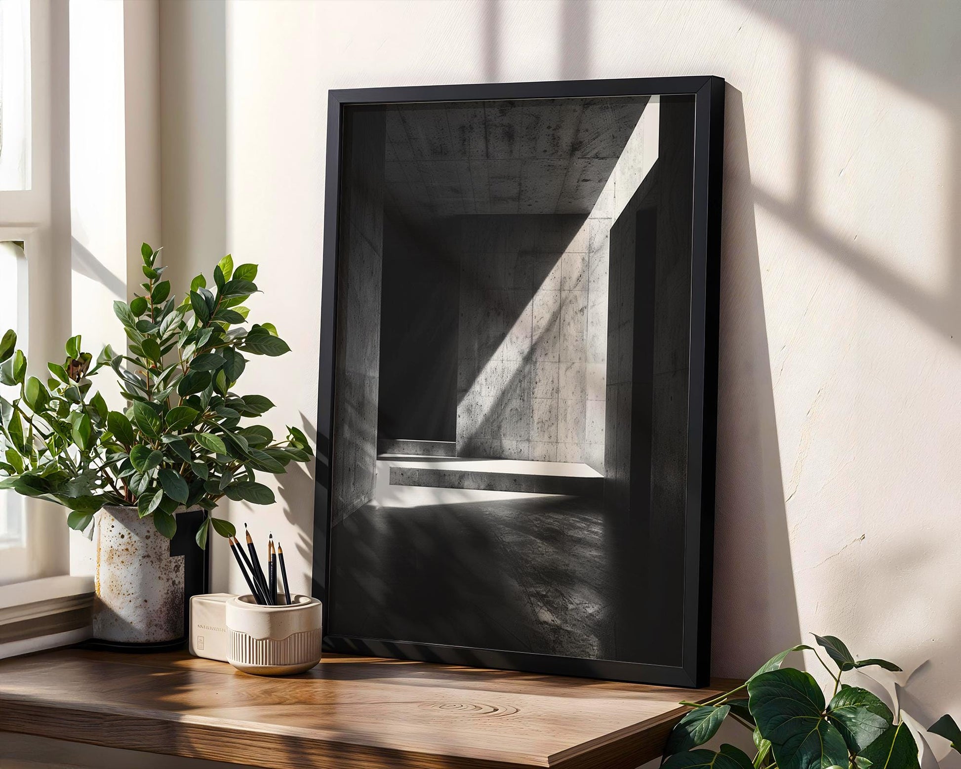 Urban Photography | Concrete Hallway Art | Minimal Architectural Home Decor wall art print, black and white architectural poster, minimalist modern Scandinavian wall decor, Monohaus