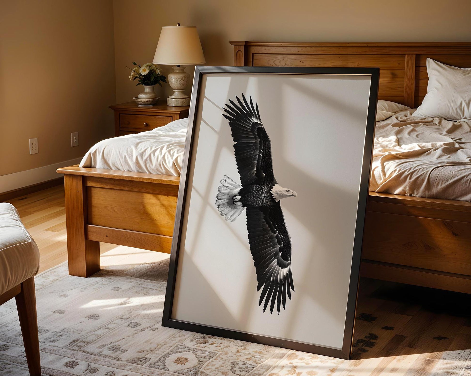 Wildlife Poster | Eagle in Flight Art Print | Black & White Photography, Modern Wall Decor wall art print, minimalist black and white poster, modern Scandinavian wall decor, Monohaus