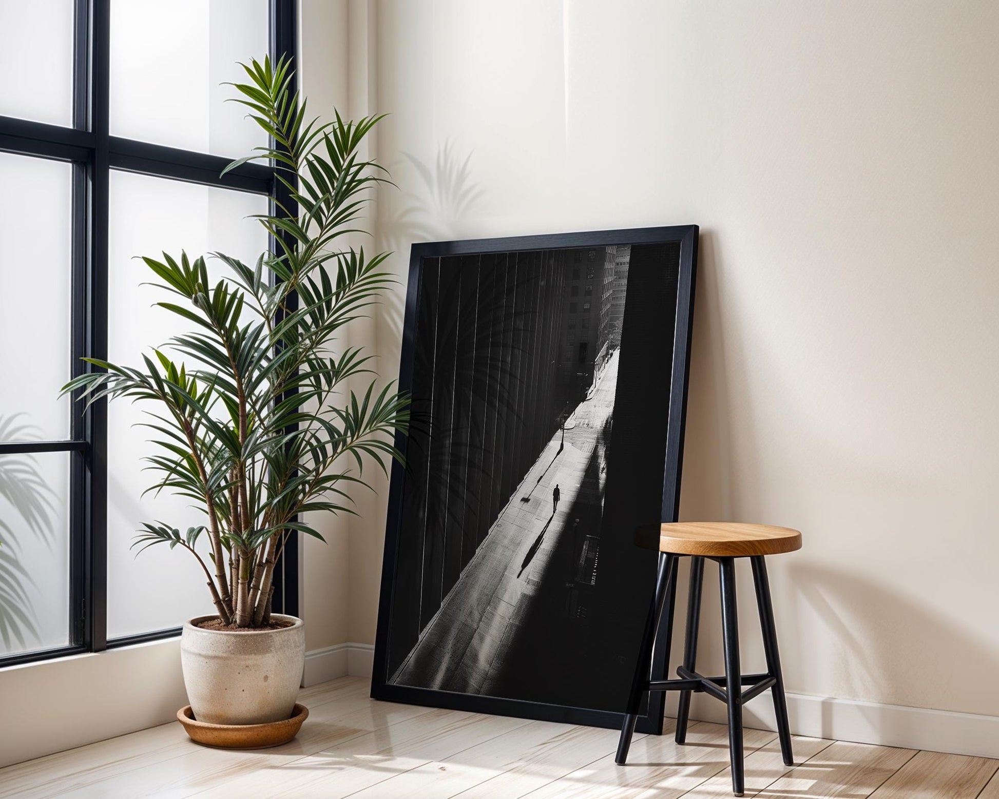 City Street Photography Print | Black and White Urban Wall Art wall art print, black and white architectural poster, minimalist modern Scandinavian wall decor, Monohaus