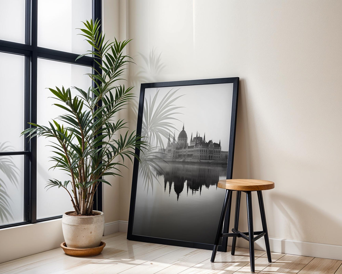 World Landmark | Budapest Parliament Print | Black and White Architecture Photography wall art print, black and white architectural poster, minimalist modern Scandinavian wall decor, Monohaus