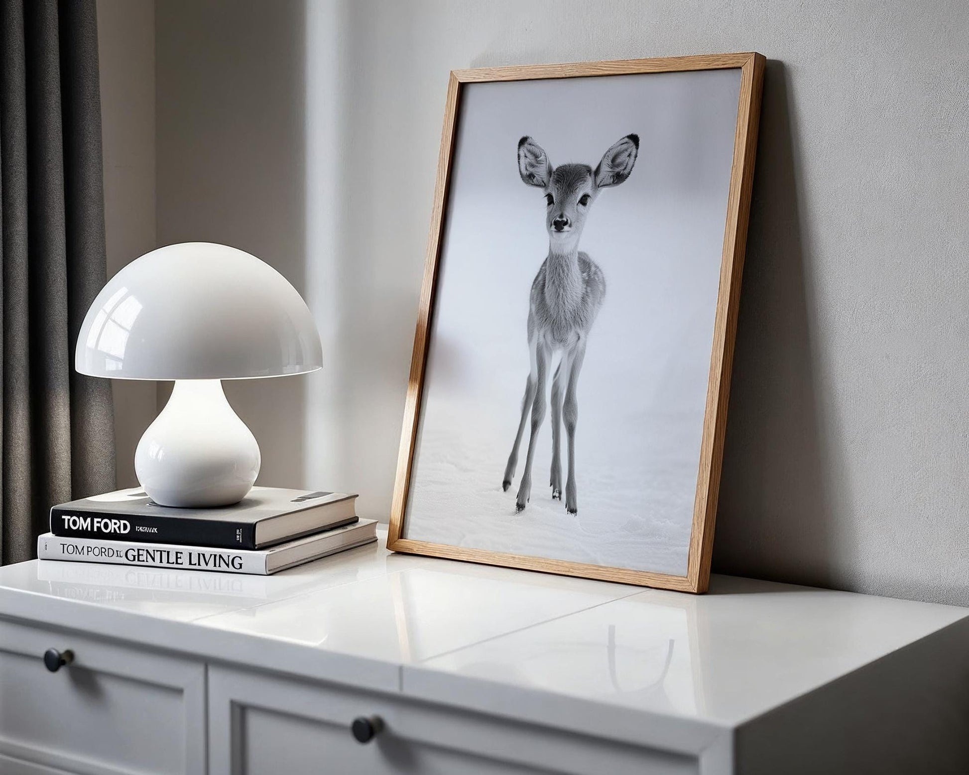 Wildlife Poster | Baby Deer Print | Minimalist Black & White Photography wall art print, minimalist black and white poster, modern Scandinavian wall decor, Monohaus