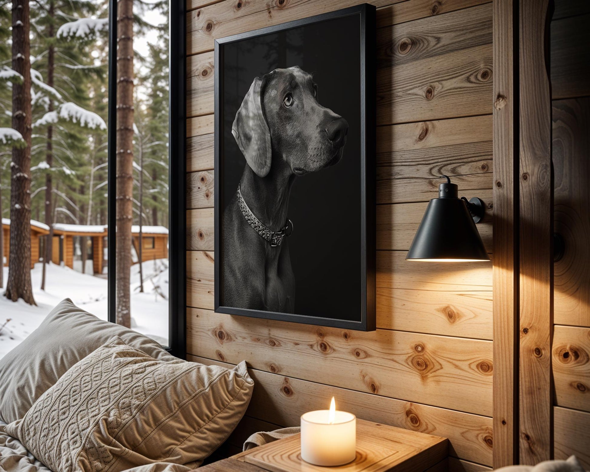 Dog Photography Weimaraner Modern Print Black and White Scandi Home wall art print, minimalist black and white poster, modern Scandinavian wall decor, Monohaus