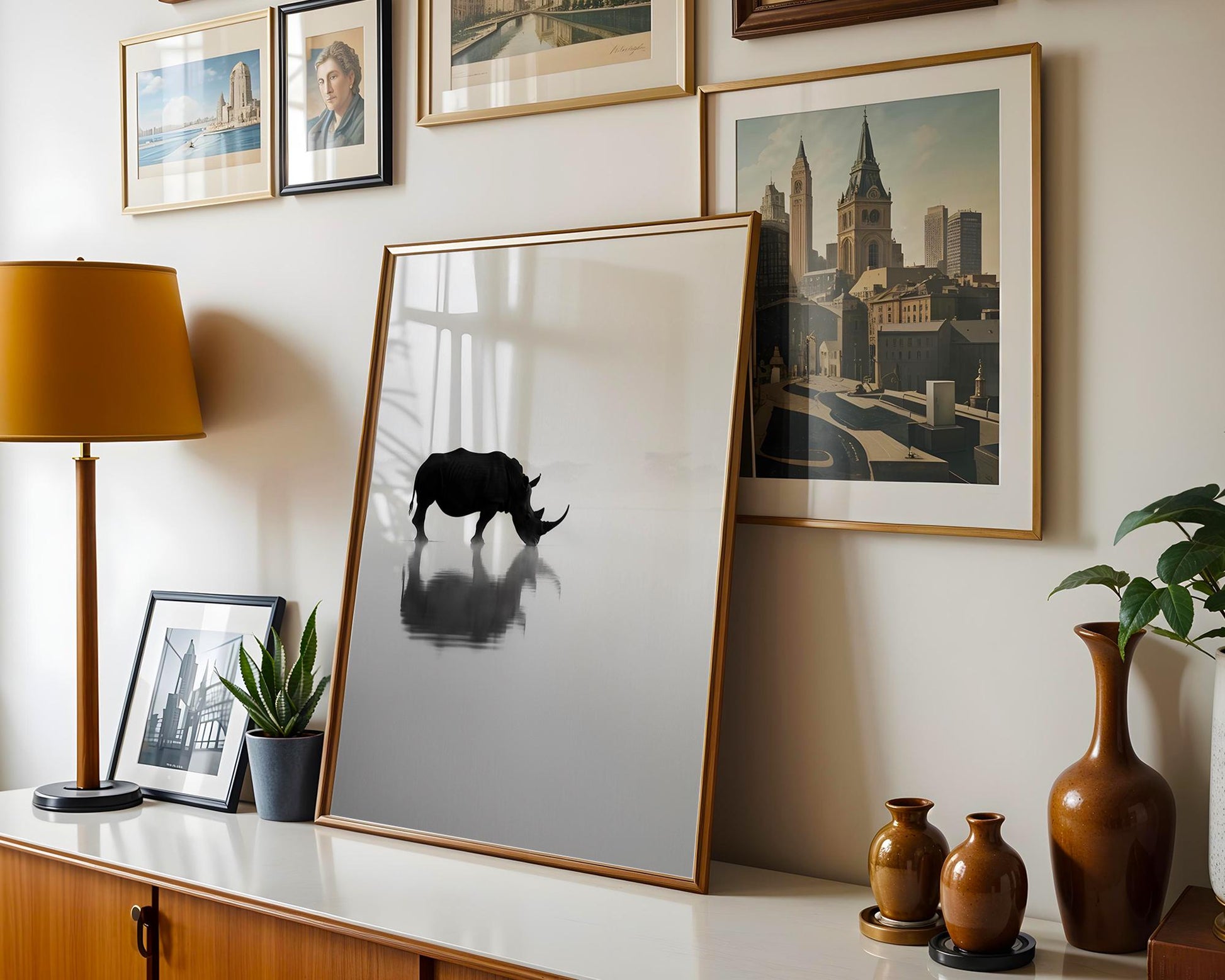 Wildlife Poster | Rhino Print | Minimalist Black & White Safari Photography wall art print, minimalist black and white poster, modern Scandinavian wall decor, Monohaus