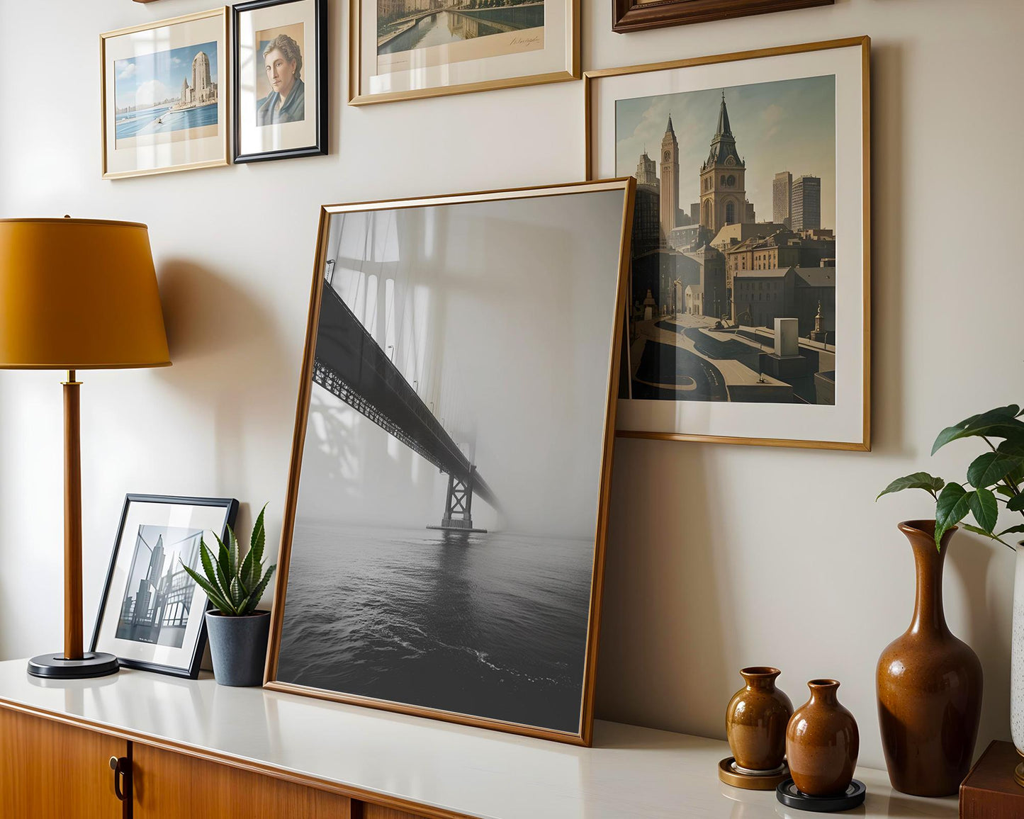 World Landmark | Golden Gate Bridge Print | San Francisco Black and White Photography wall art print, minimalist black and white poster, modern Scandinavian wall decor, Monohaus