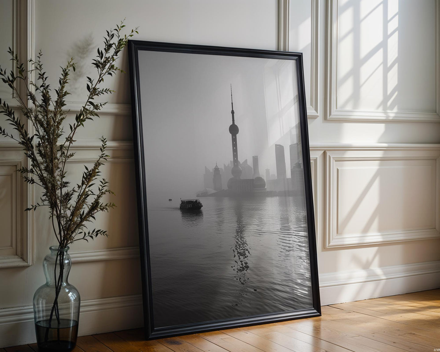 World Landmark | Shanghai Cityscape Photography Print | Modern Black and White Wall Art