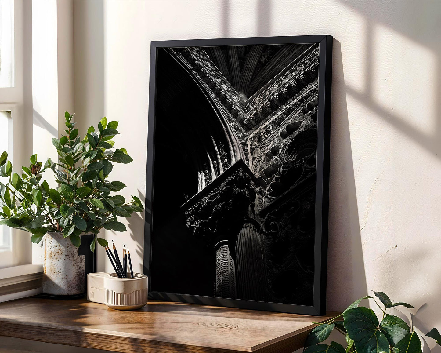 World Landmark | Seville Cathedral Black & White Gothic Architecture Print