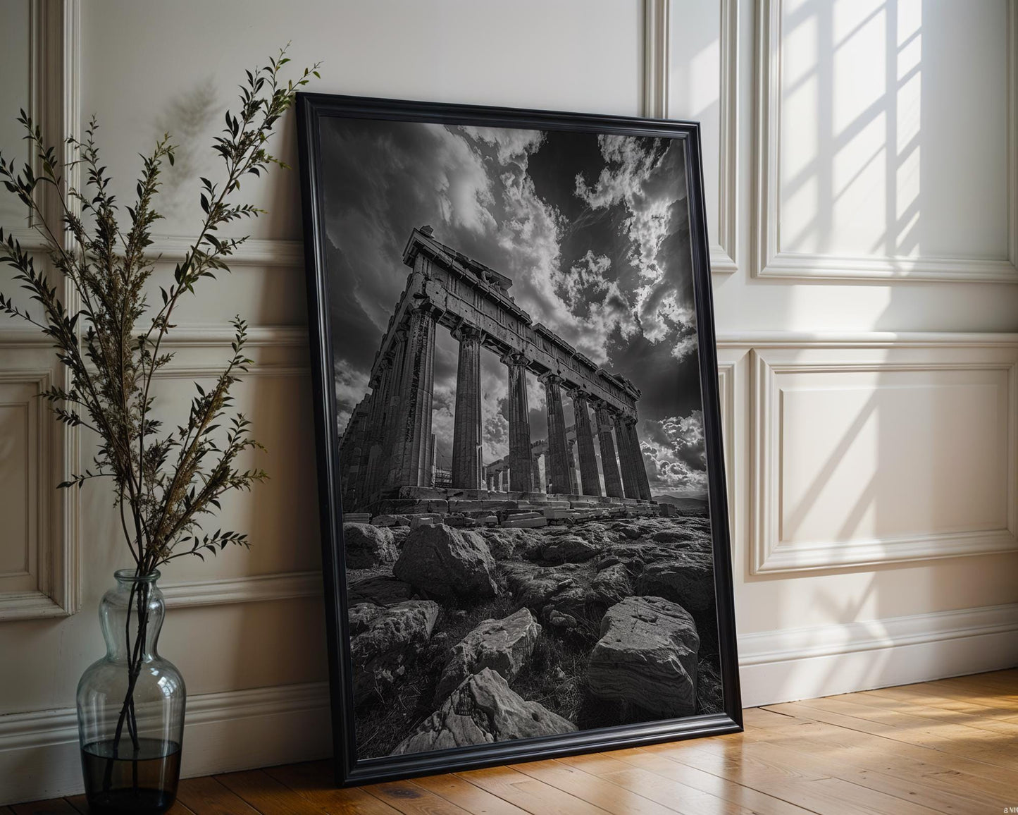 World Landmark | Parthenon Print | Dramatic Black & White Greek Architecture Wall Art wall art print, black and white architectural poster, minimalist modern Scandinavian wall decor, Monohaus