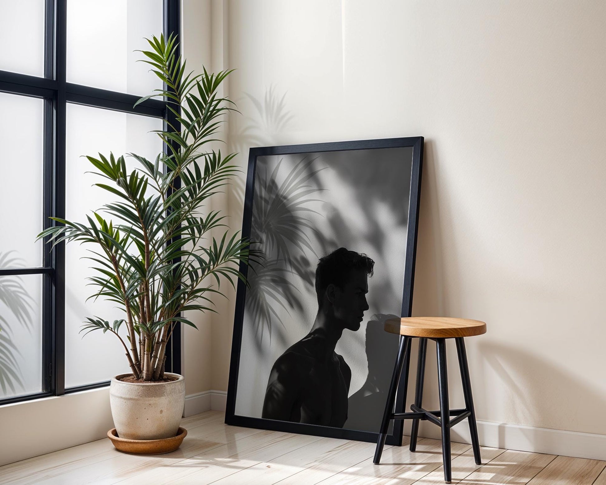 Minimal Wall Art Shadow Portrait Art Print | Minimalist Photography Poster wall art print, minimalist black and white poster, modern Scandinavian wall decor, Monohaus