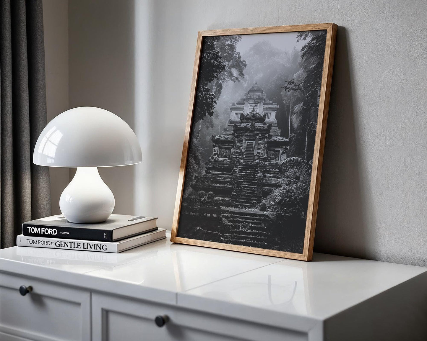 World Landmark | Bali Temple Black and White Photography Print | Jungle Architecture Wall Art