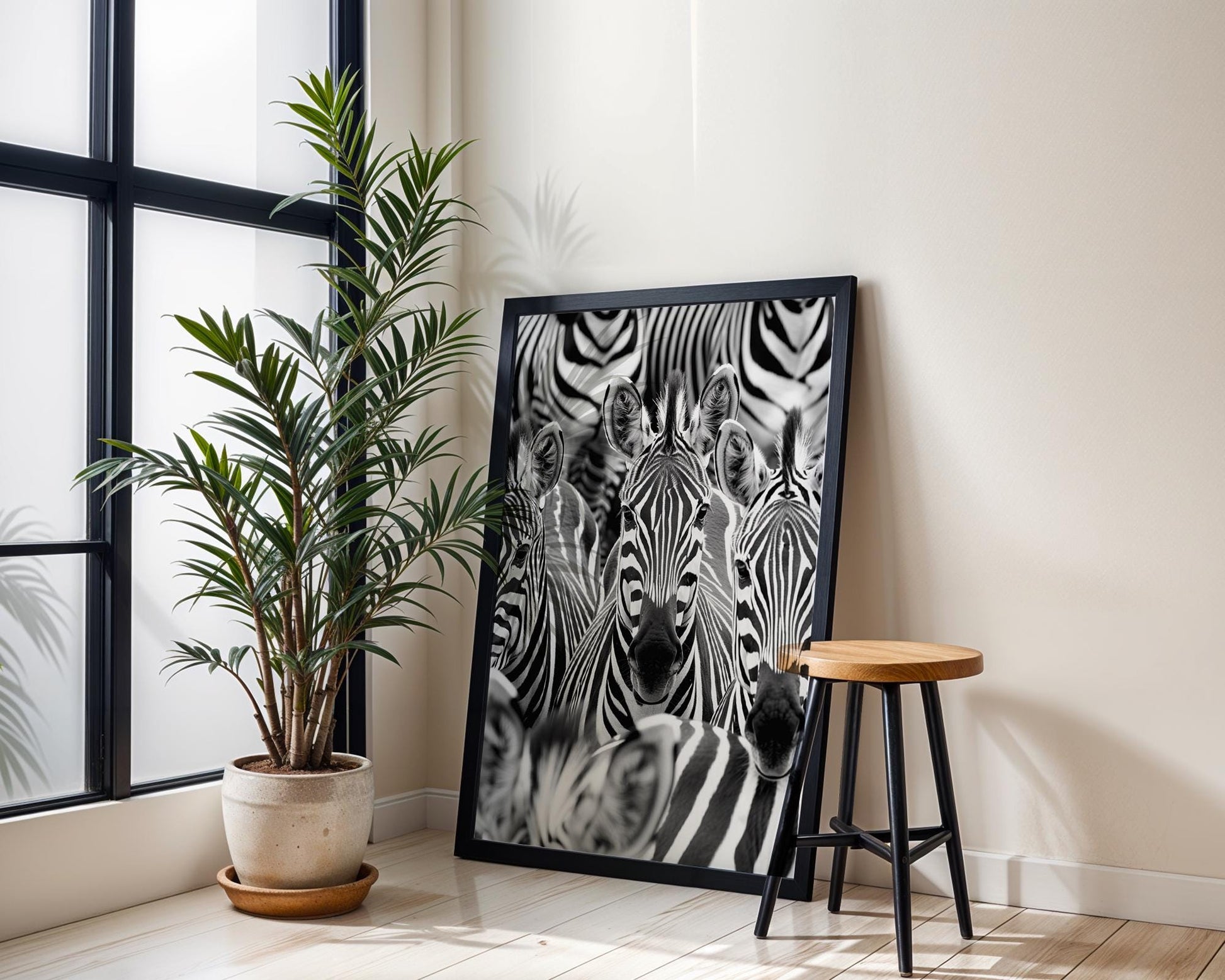 Wildlife Poster | Zebra Herd Photography Print • Minimalist Black & White Safari Wall Art wall art print, minimalist black and white poster, modern Scandinavian wall decor, Monohaus