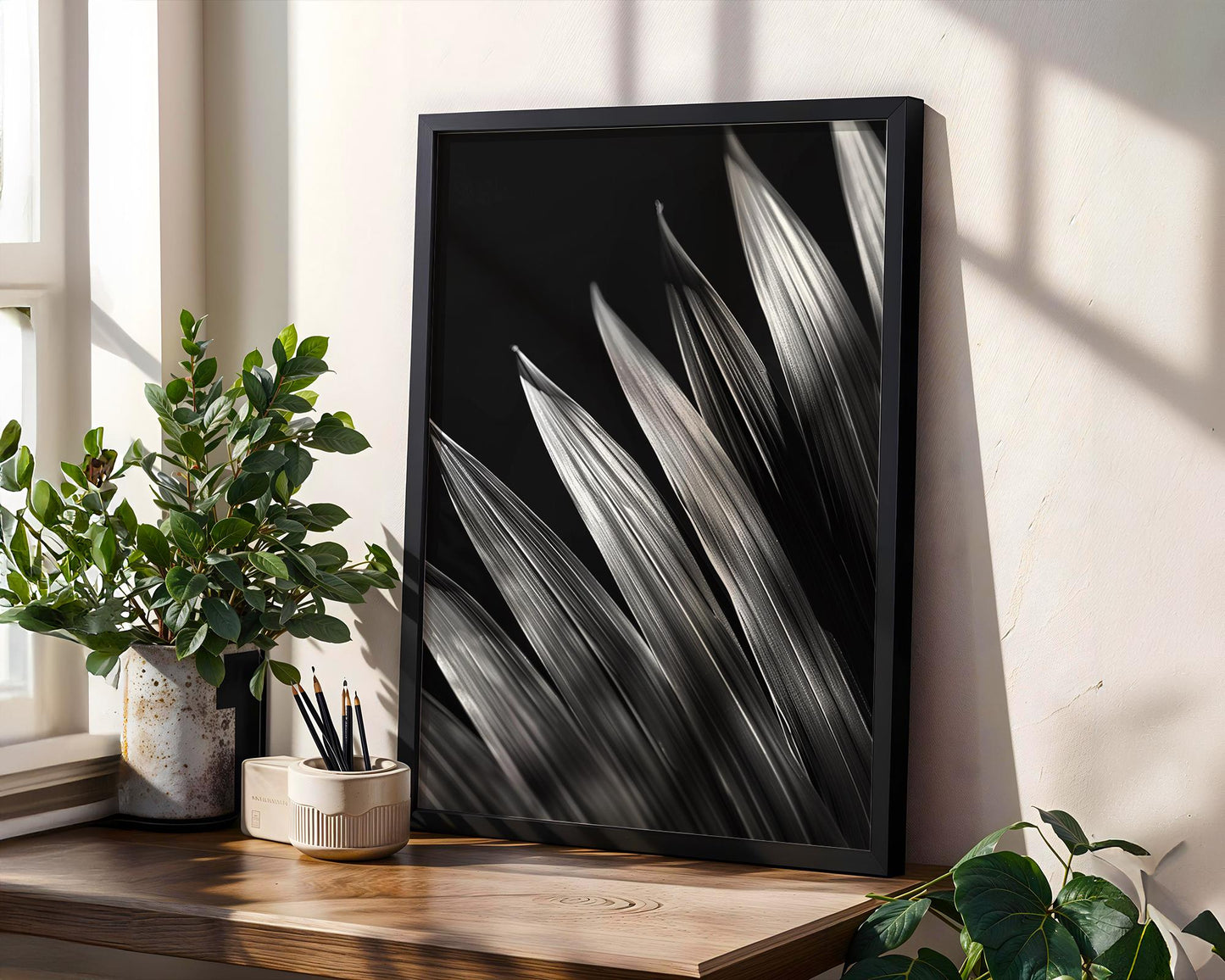 Botanical Photo | Black & White Palm Leaf Macro Print | Tropical  Wall Art | Minimalist Nature Poster| Sleek Decor | Modern and Chic wall art print, minimalist black and white poster, modern Scandinavian wall decor, Monohaus