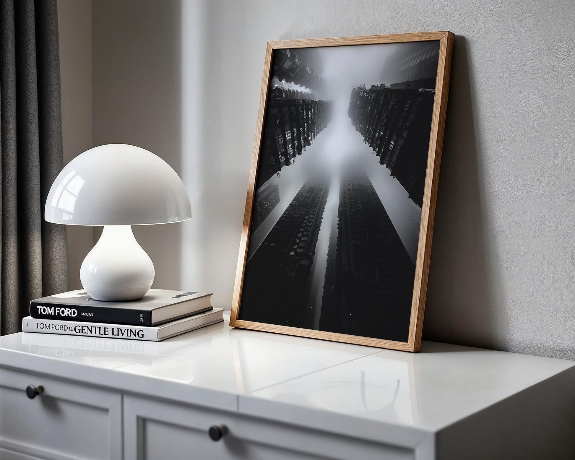 World Landmark | Hong Kong Skyscraper Print | Black and White Urban Photography wall art print, black and white architectural poster, minimalist modern Scandinavian wall decor, Monohaus