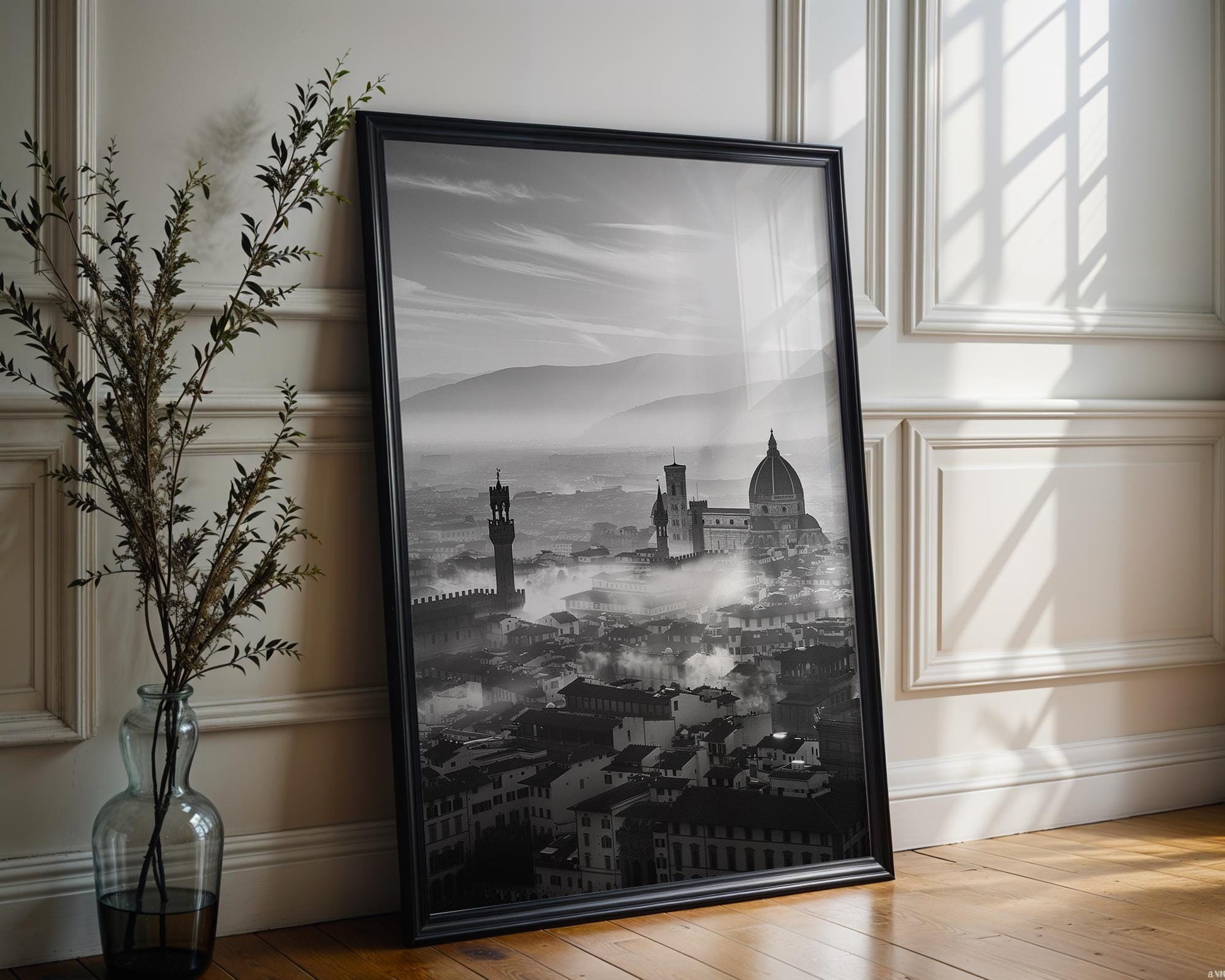 World Landmark | Florence Duomo Print | Black and White Italian Cityscape Photography wall art print, black and white architectural poster, minimalist modern Scandinavian wall decor, Monohaus