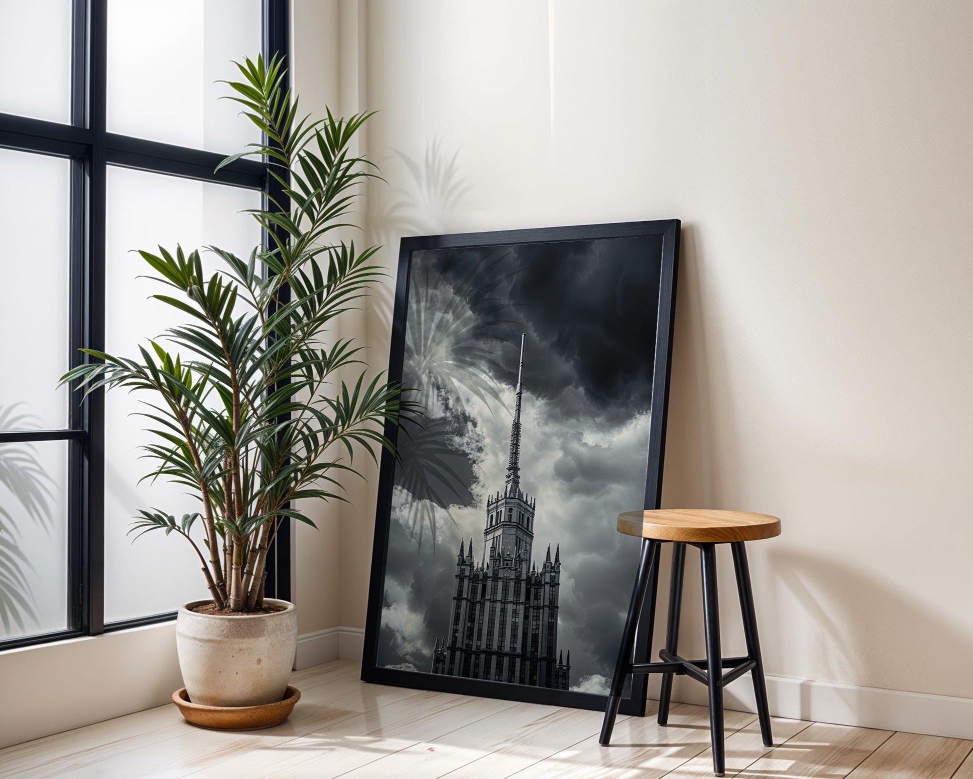 World Landmark | Moscow Seven Sisters Tower | Soviet Architecture Photography wall art print, black and white architectural poster, minimalist modern Scandinavian wall decor, Monohaus