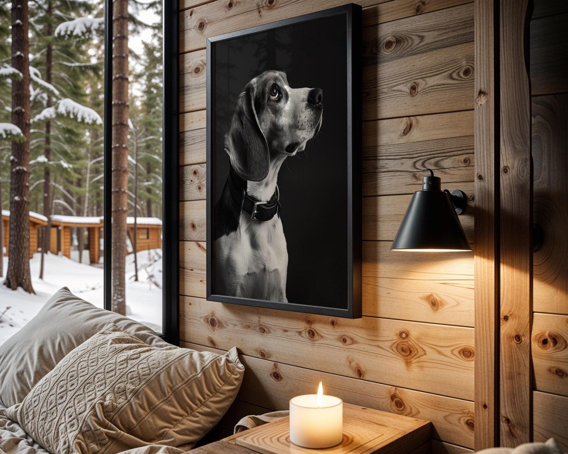 Dog Photography Beagle Portrait Print | Regal Black and White Pet Art wall art print, minimalist black and white poster, modern Scandinavian wall decor, Monohaus