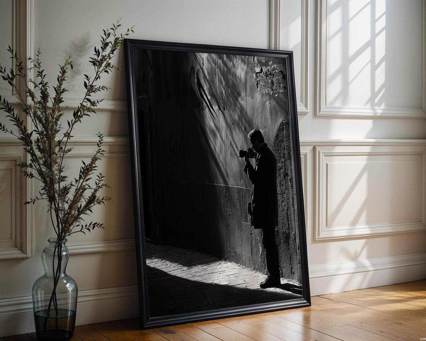 Urban Photography | Photographer Silhouette Minimal Black & White Street Scene black and white photo print, minimalist monochrome wall art poster for modern interiors, Monohaus