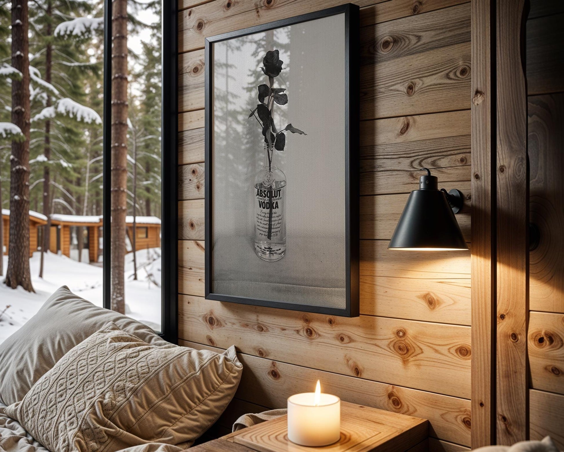 Designer Wall Art | Monochrome Rose Print | Black and White Still Life Photography wall art print, minimalist black and white poster, modern Scandinavian wall decor, Monohaus