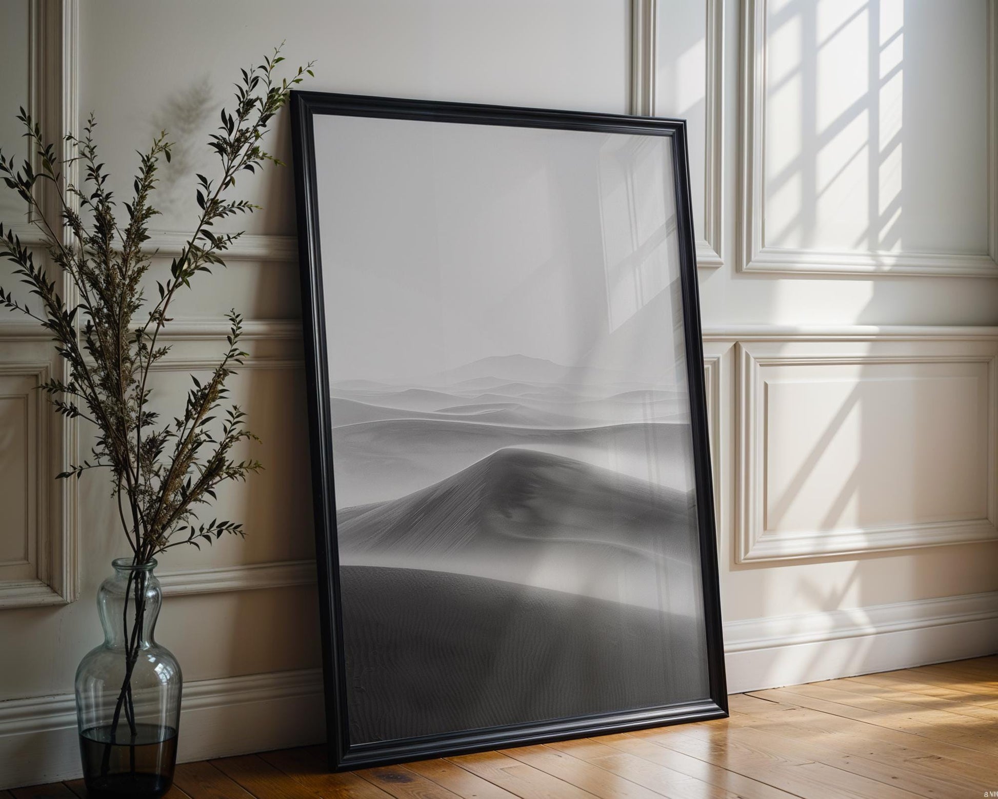 Botanical Photo | Minimalist Sand Dune Print | Black and White Desert Photography wall art print, minimalist black and white poster, modern Scandinavian wall decor, Monohaus