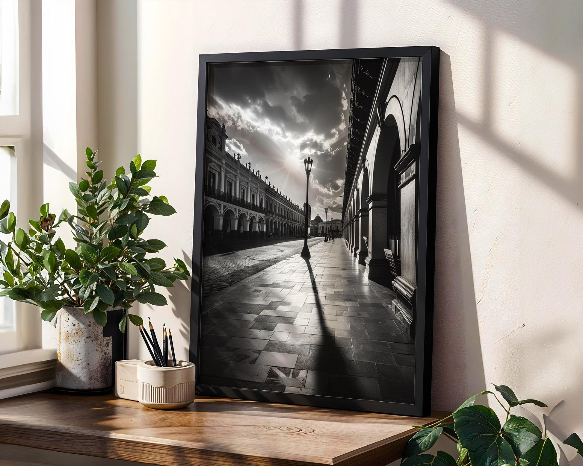 World Landmark | Puebla Mexico Photography Print | Colonial Architecture, Travel Wall Art wall art print, black and white architectural poster, minimalist modern Scandinavian wall decor, Monohaus