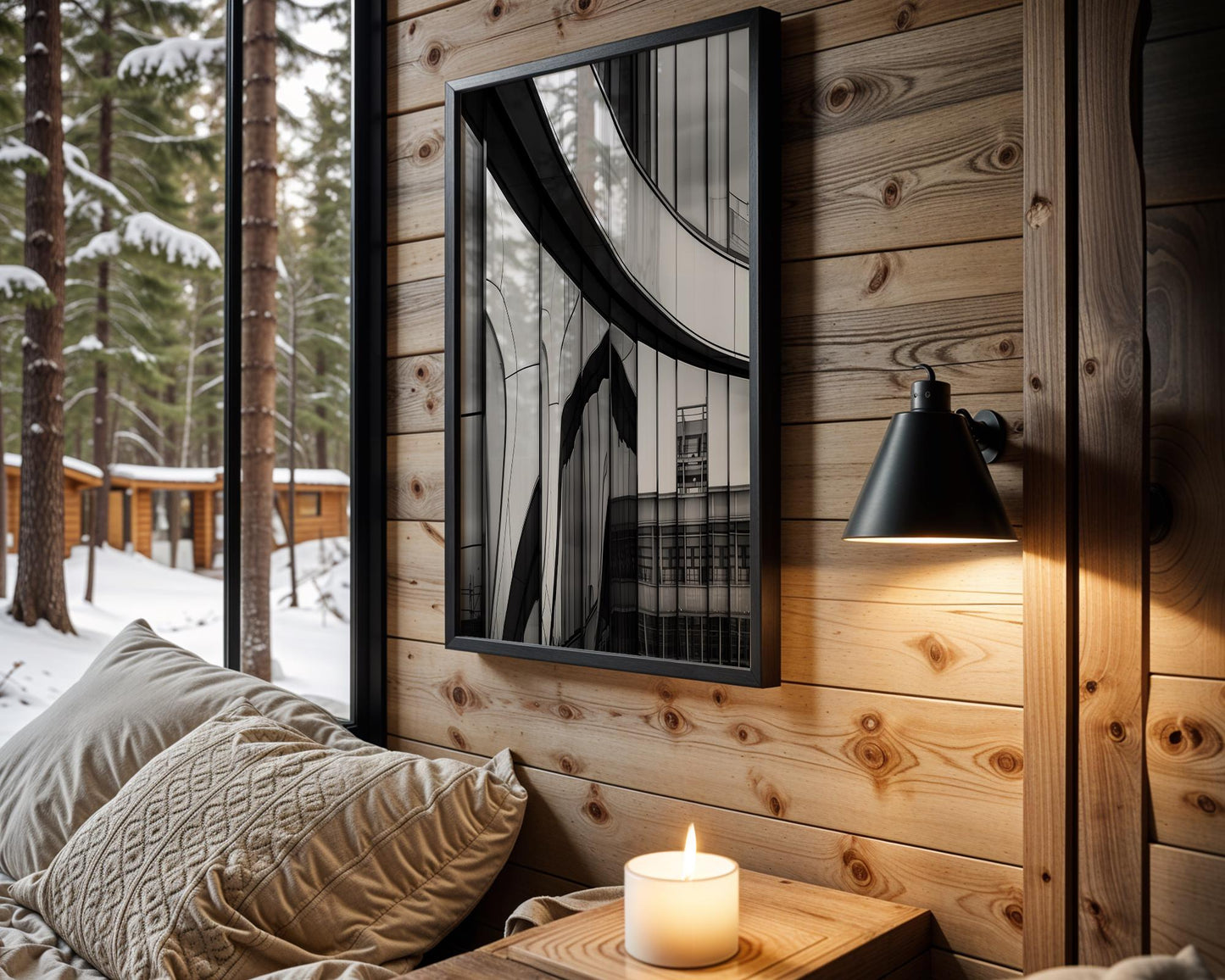 Minimal Wall Art Curved Facade | Modern Urban Architecture Photography wall art print, black and white architectural poster, minimalist modern Scandinavian wall decor, Monohaus