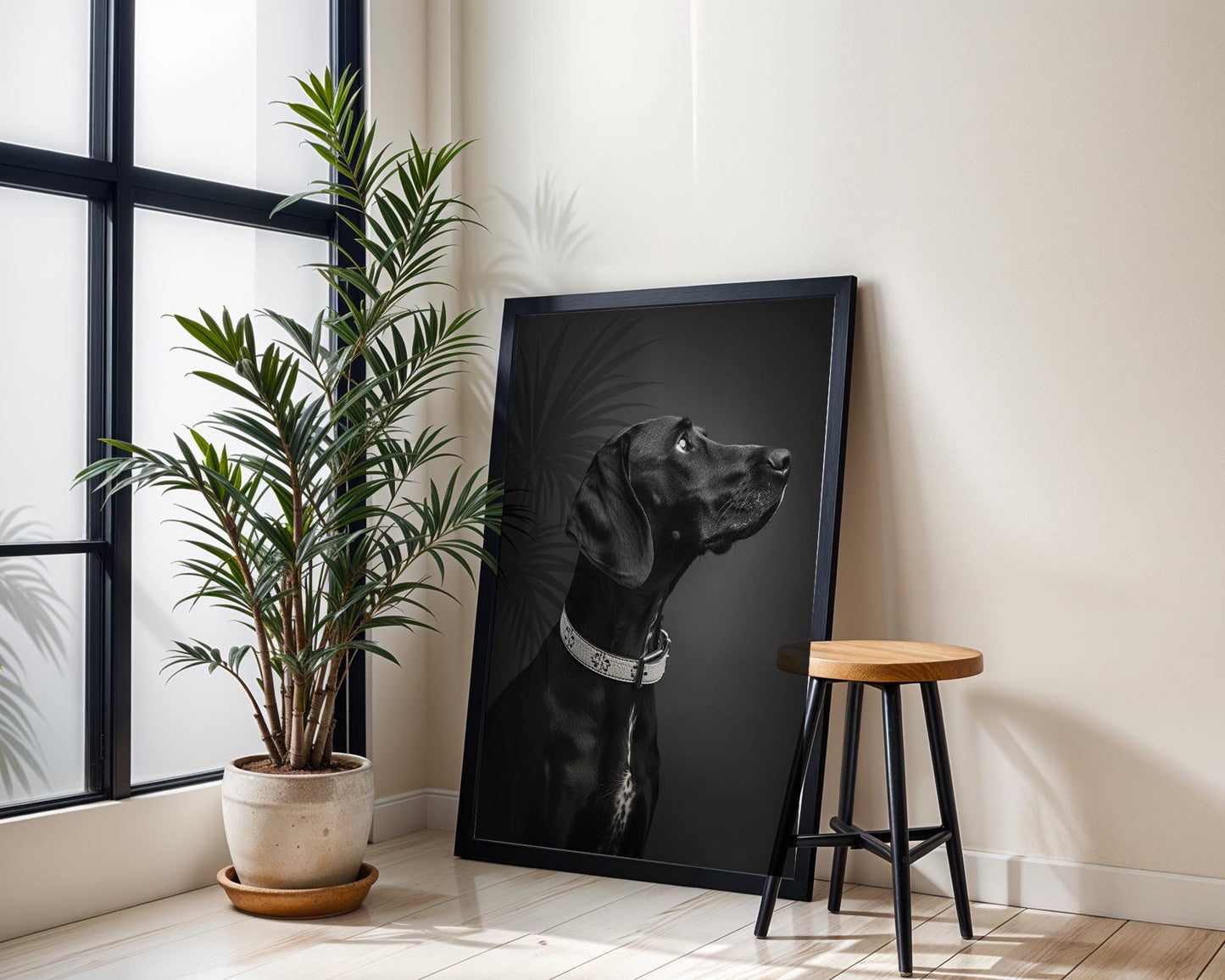 Dog Photography Black Lab Portrait Print | Minimalist wall art print, minimalist black and white poster, modern Scandinavian wall decor, Monohaus