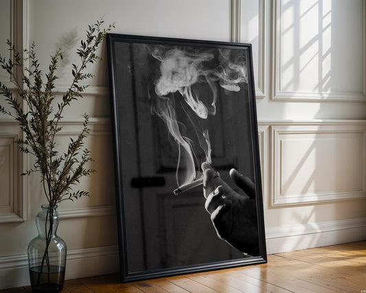 Designer Wall Art | Smoking Photography Print | Black and White Minimal Home wall art print, minimalist black and white poster, modern Scandinavian wall decor, Monohaus
