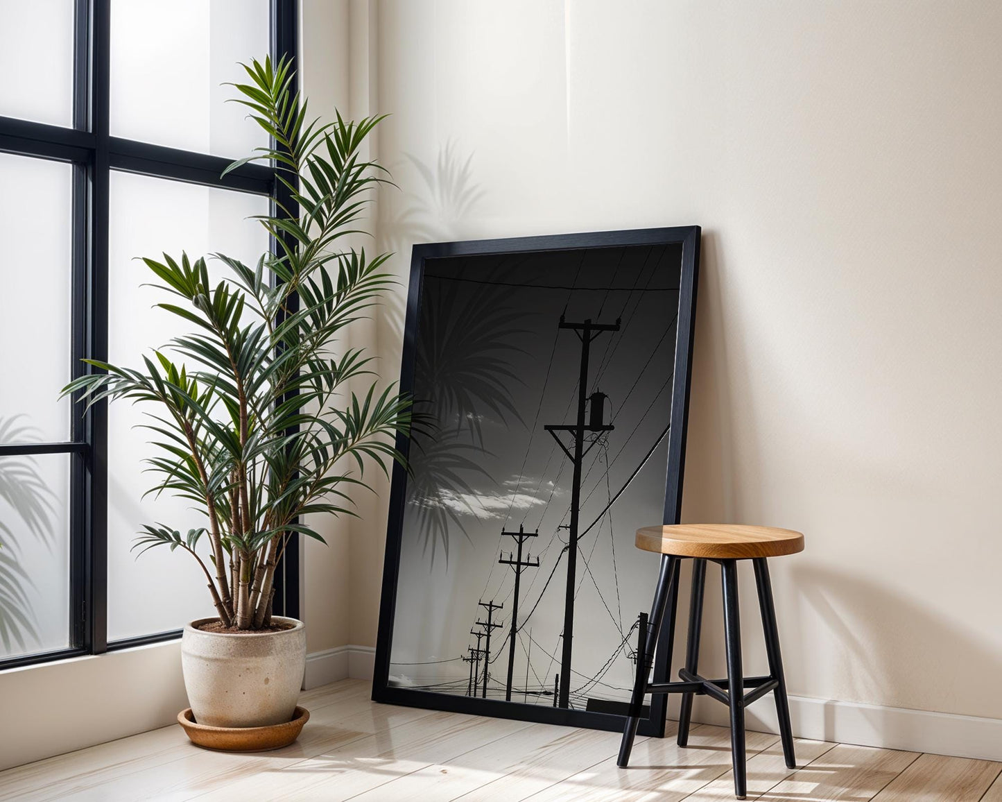 Urban Photography | Power Lines Print | Black and White Photography, Industrial Decor abstract wall art print, geometric minimalist poster, modern Scandinavian decor, Monohaus
